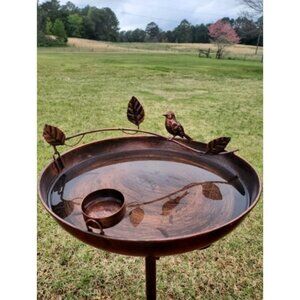 Bird Baths for Outdoors, 12" Bird Baths Bowl with 5 Prongs Base Stake Metal Bird